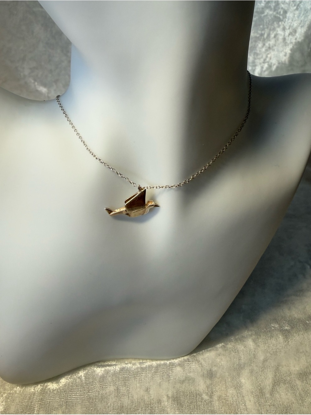 925 Sterling Silver Origami Bird Necklace Dainty Minimalist Crane